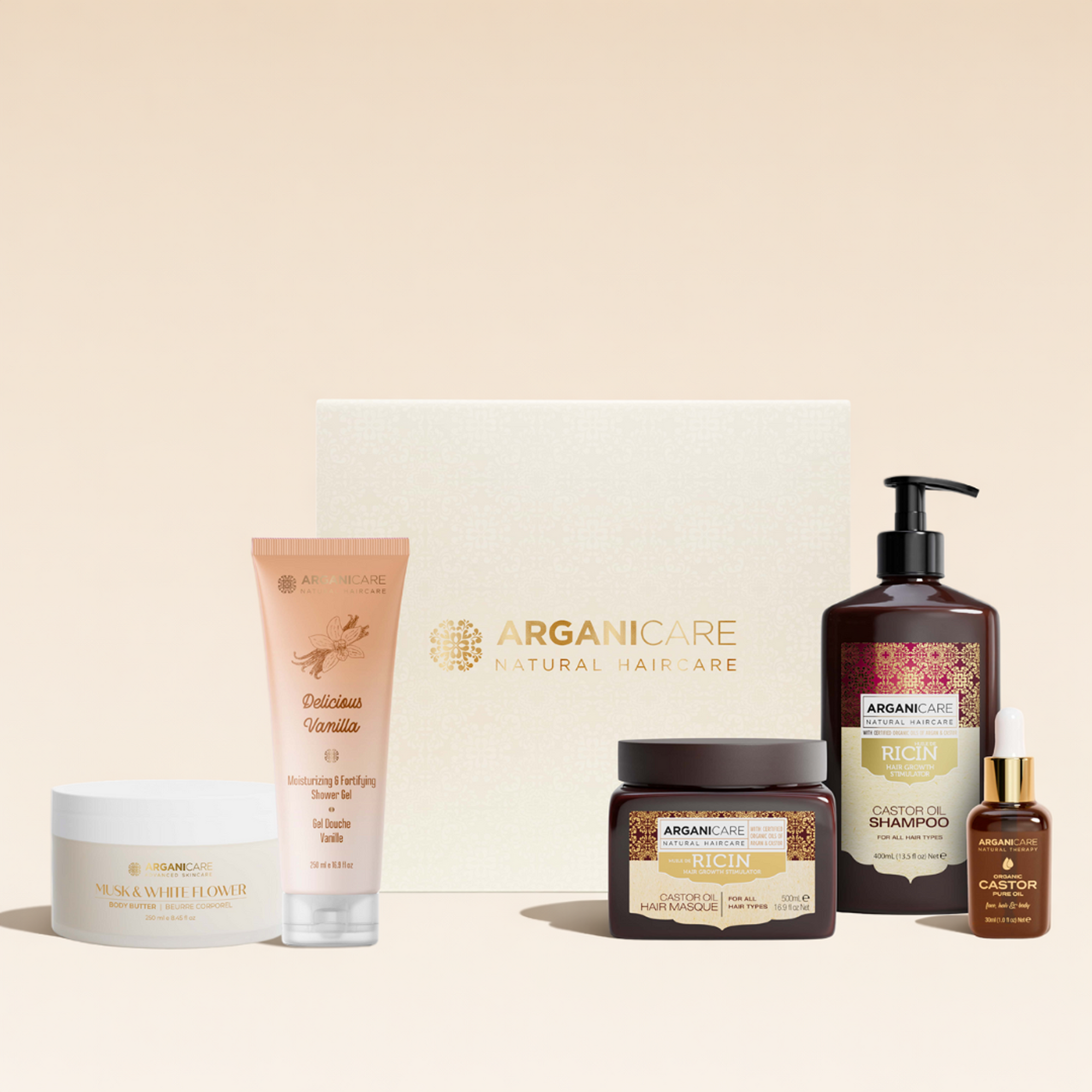 Coffret Pousse & Bien-Être – Huile de Ricin & Parfums Envoûtants