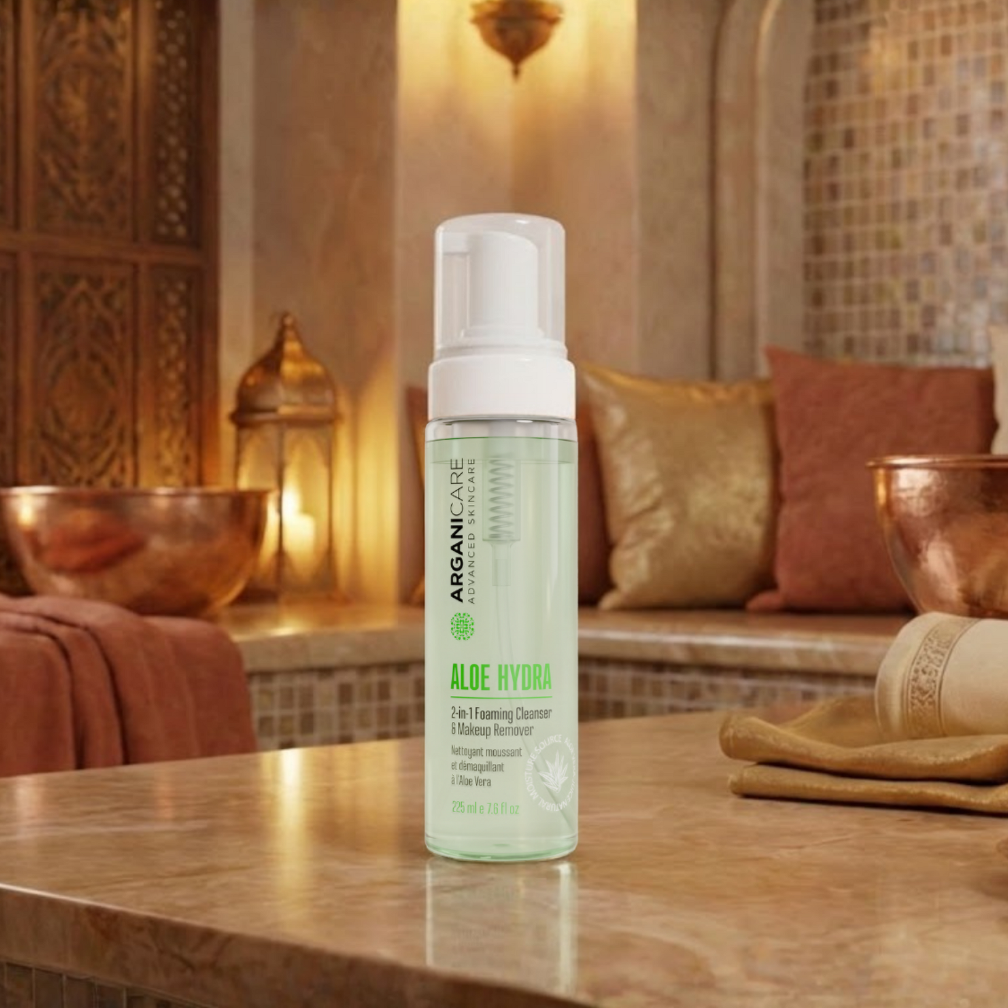 Schaumige Reinigungs- und Make-up-Entferner-Lotion mit Aloe Vera   Arganicare